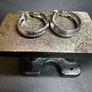 Textured Silver Hoop Earrings